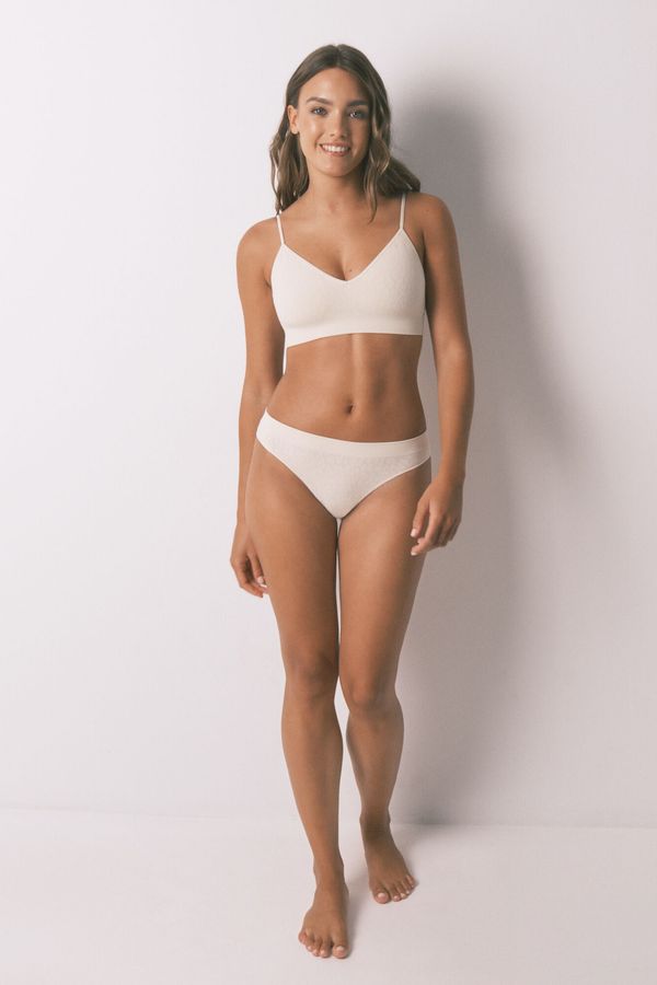 Top sin costuras NATURAL animal print beige