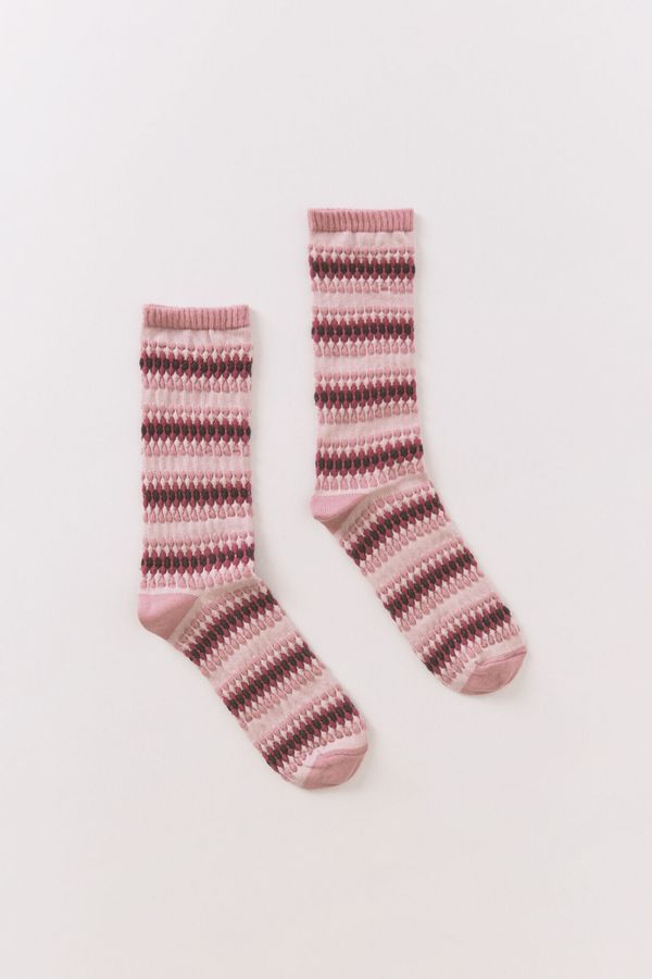 Medias largas rombos rosado