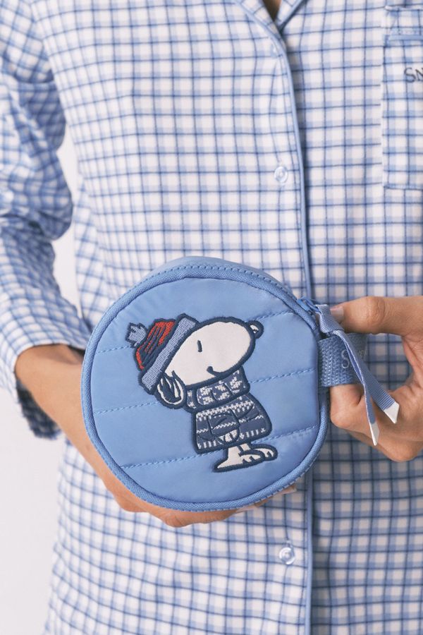 Neceser pequeño redondo Snoopy azul