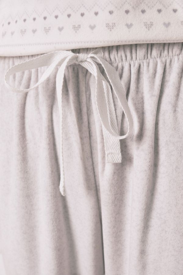 Pijama larga polar suave cenefas gris