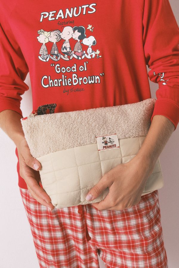 Neceser grande acolchado Snoopy beige