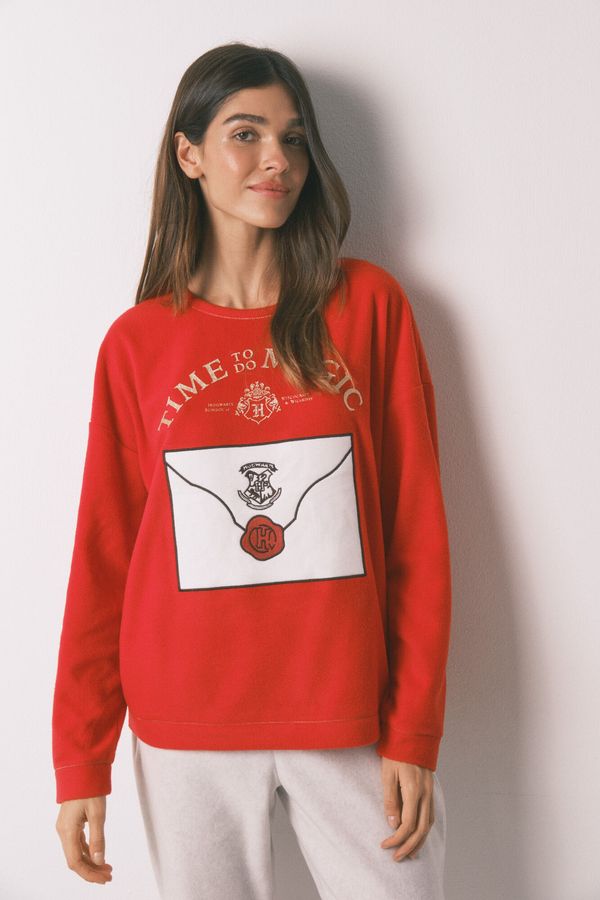 Pijama larga polar suave estampado Harry Potter rojo