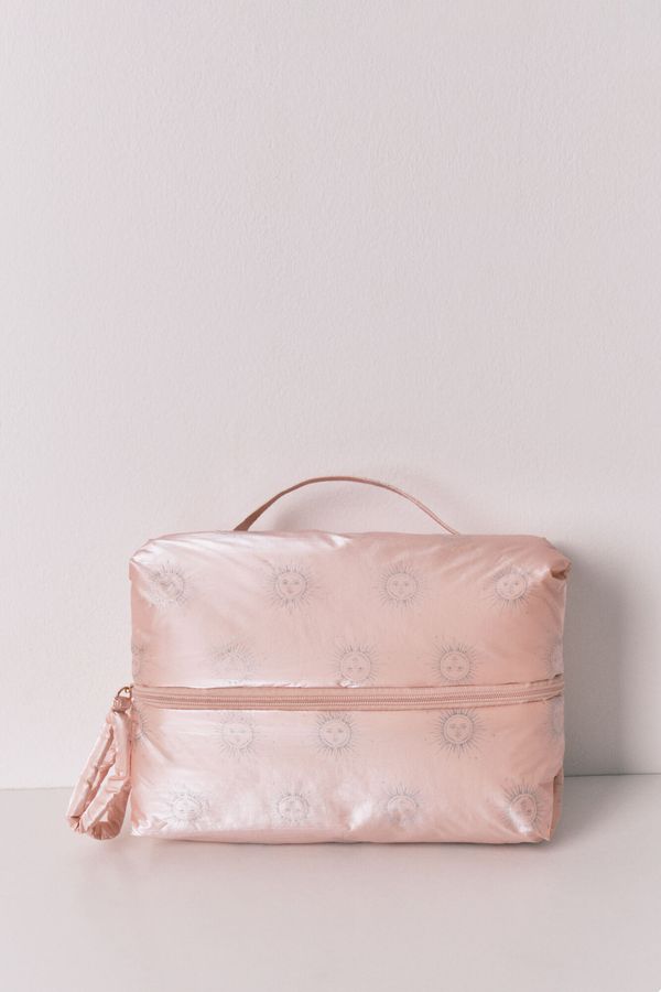 Neceser grande satinado acolchado rosado