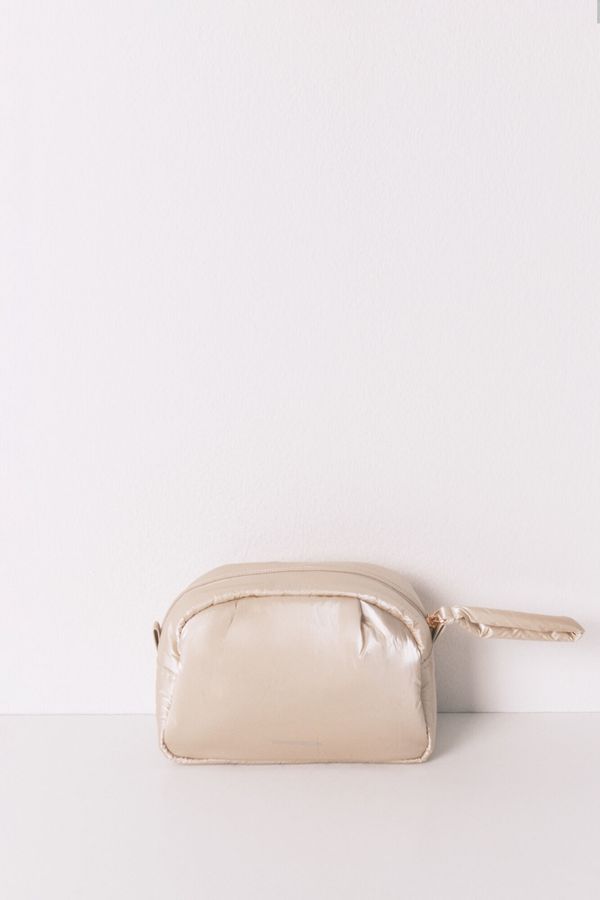 Neceser pequeño acolchado satinado rosa