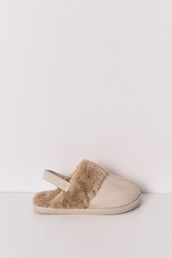 Pantuflas tipo zueco pelo camel