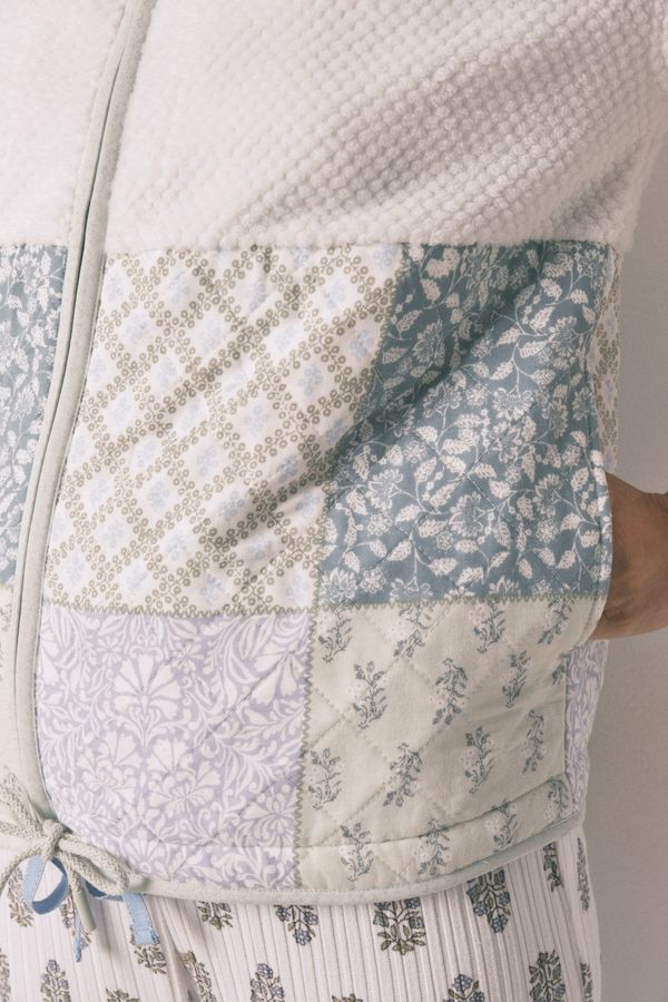 Bata corta borreguito patchwork marfil