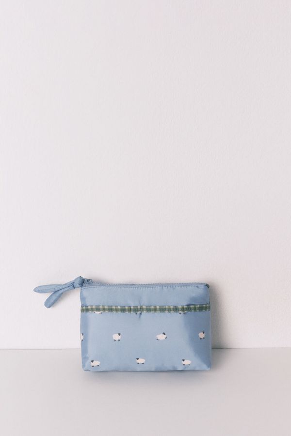 Neceser pequeño cremallera ovejas azul