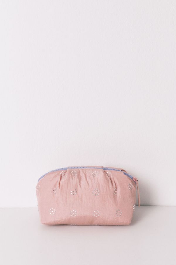 Neceser mediano acolchado pedreria rosado