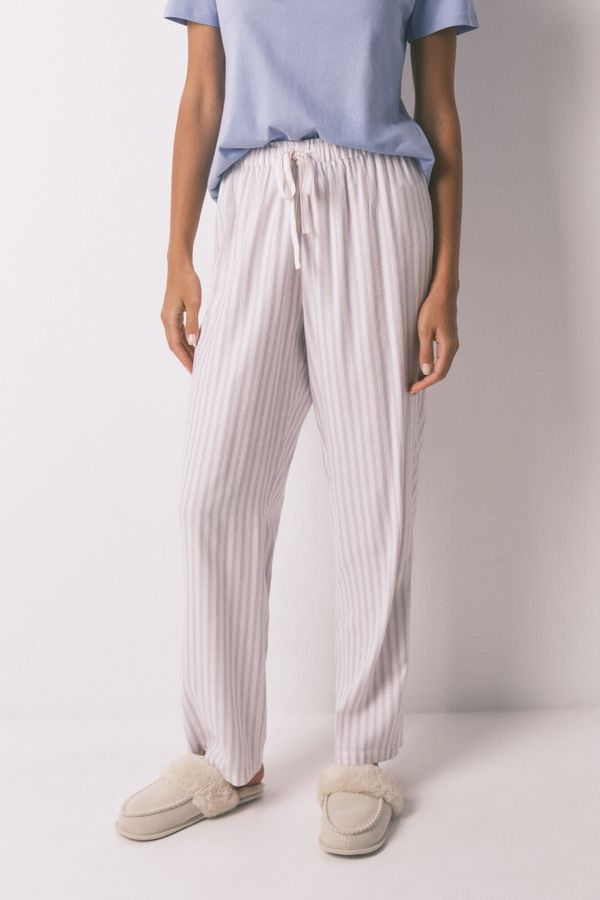 Pantalón largo franela print rayas multicolor