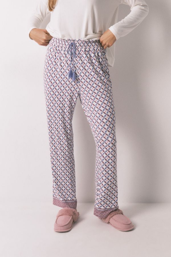 Pantalón largo ancho punto suave azul