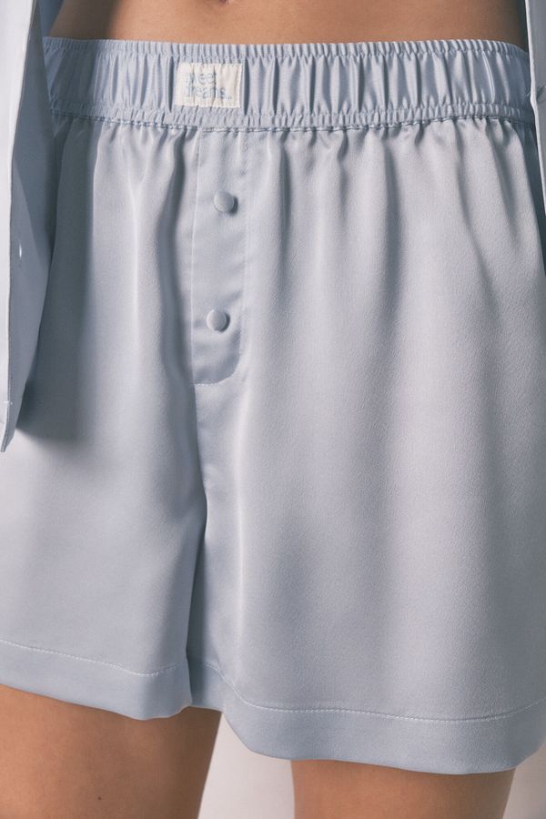 Pijama camisera corta satén azul