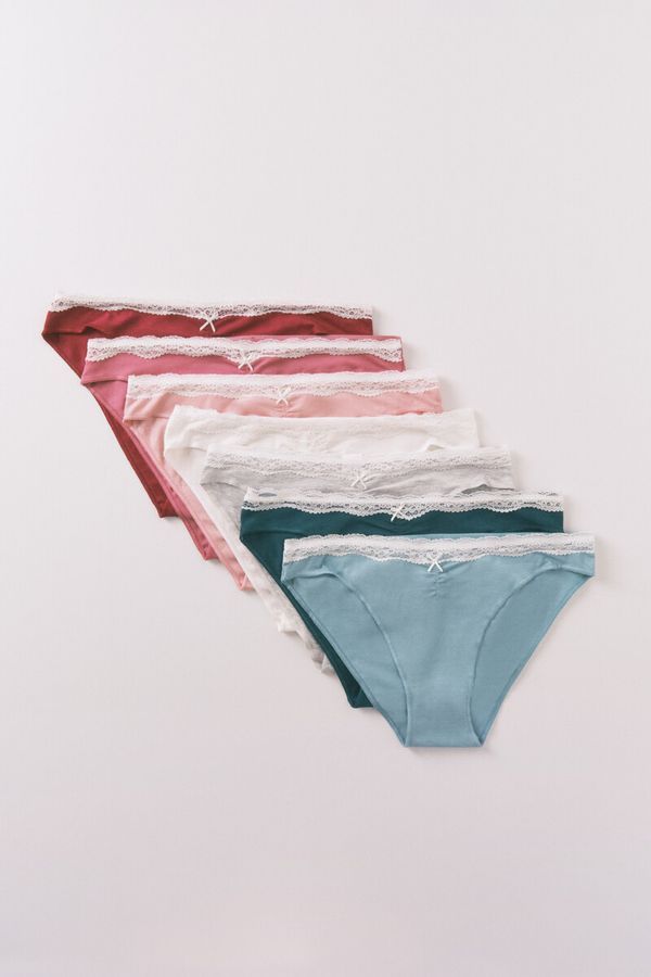 Pack 7 panties clásicos algodón encaje