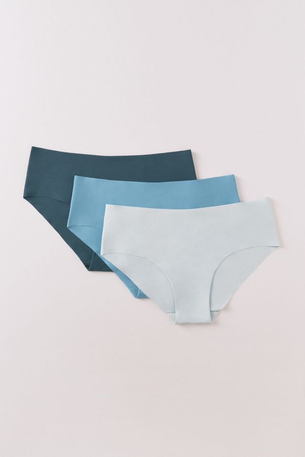 Pack 3 panties culottes microfibra azul