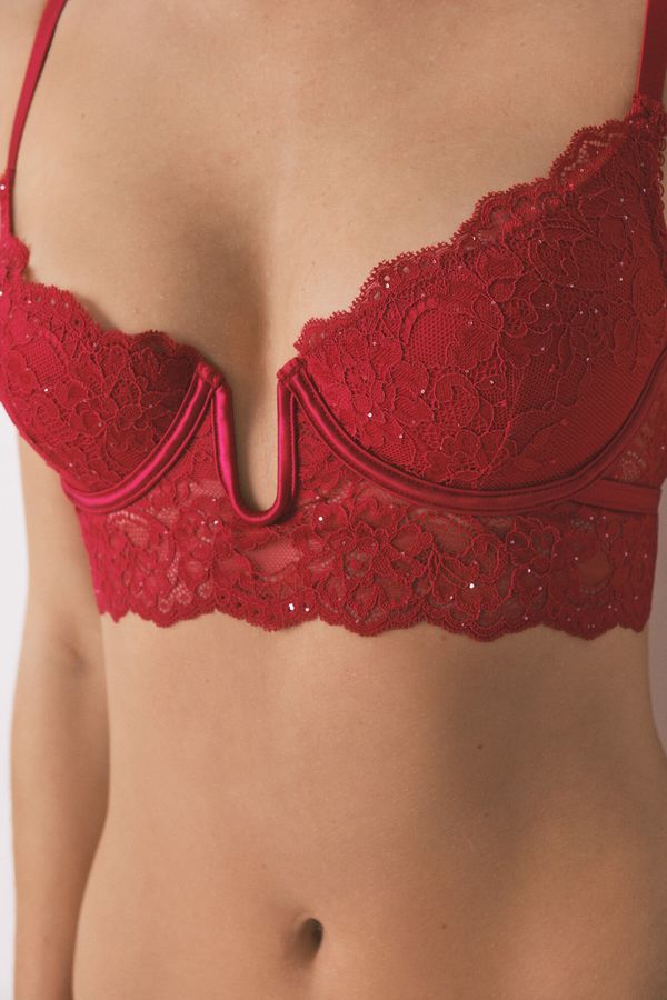 Brasier GORGEOUS push up encaje rojo brillo COPA-B