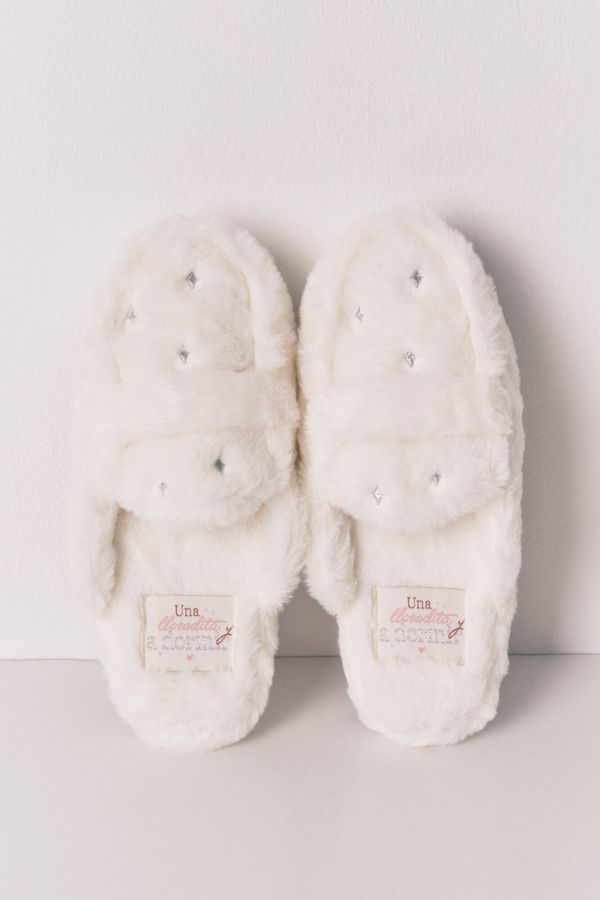 Pantuflas La Vecina Rubia mocasín pelo blanco