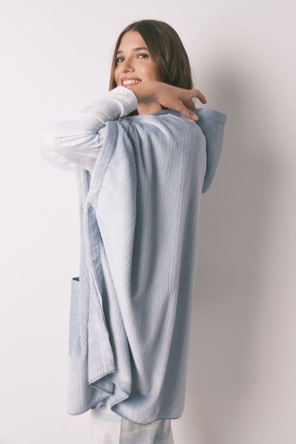 Poncho corto polar relieve azul